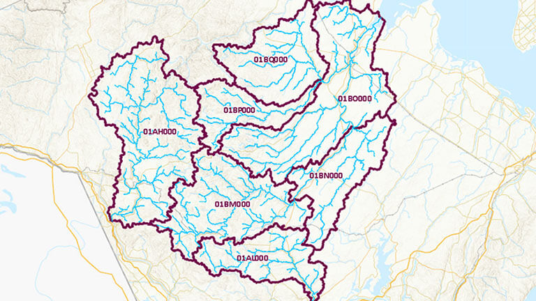 Carte du Réseau hydrospatial canadien